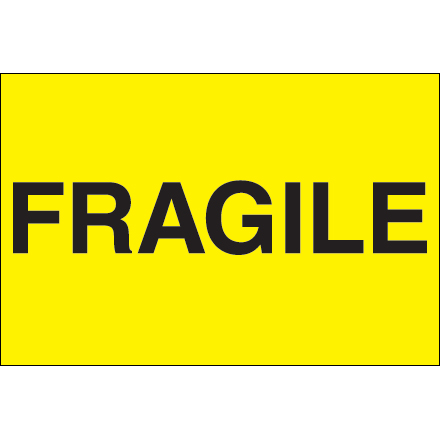 2 x 3" - "Fragile" (Fluorescent Yellow) Labels