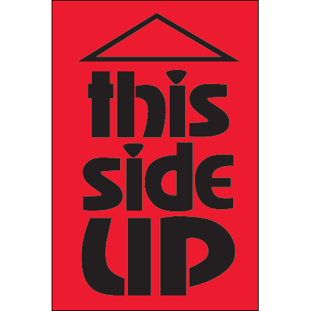 2 x 3" - "This Side Up" (Fluorescent Red) Labels