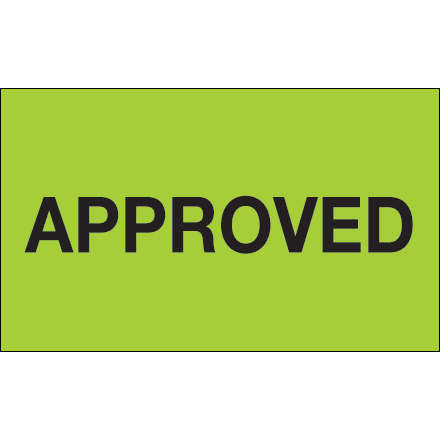 3 x 5" - "Approved" (Fluorescent Green) Labels