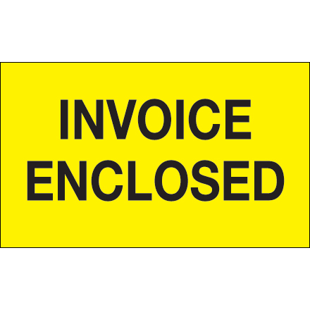 3 x 5" - "Invoice Enclosed" (Fluorescent Yellow) Labels