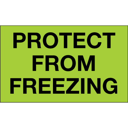 3 x 5" - "Protect From Freezing" (Fluorescent Green) Labels